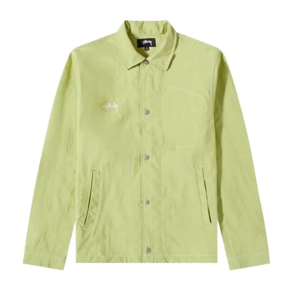 Stussy Men’s Oversized Folsom Coach Jacket - in Lime Large Water-Resistant